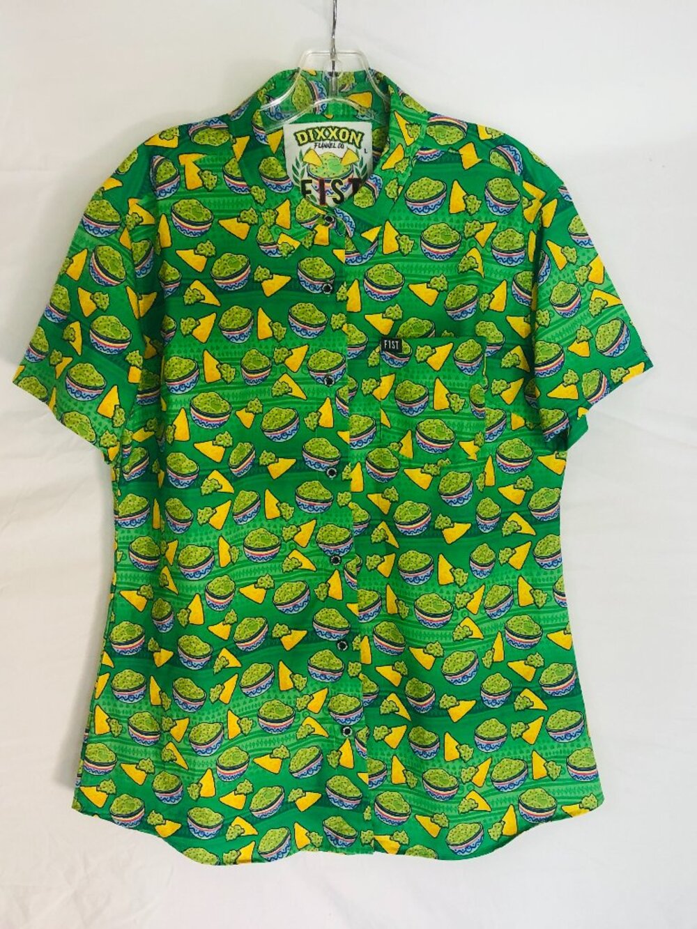 Dixxon Flannel Co Women's Size Large Chips N Guac FIST Hawaiian Shirt Blouse Pre